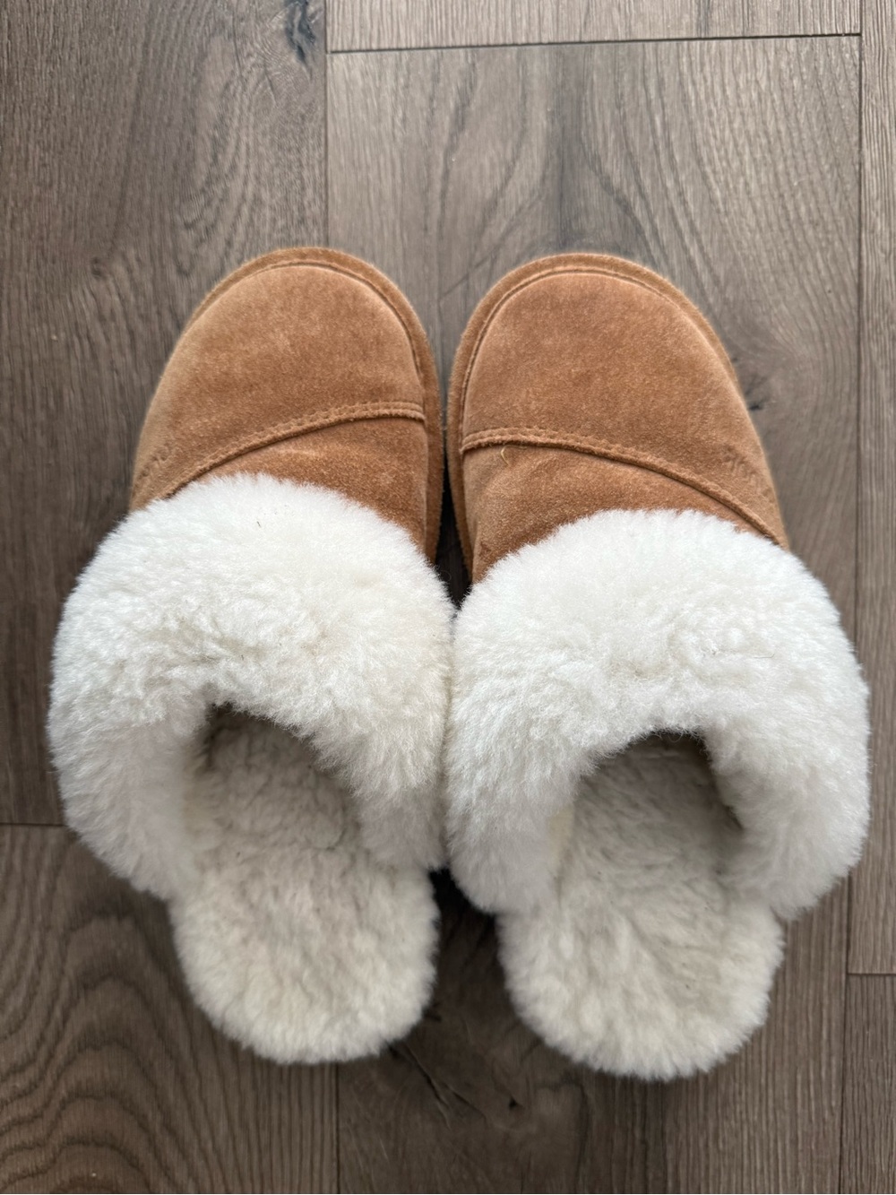 Plush Shearling-Lined Tan Suede Women's Slippers